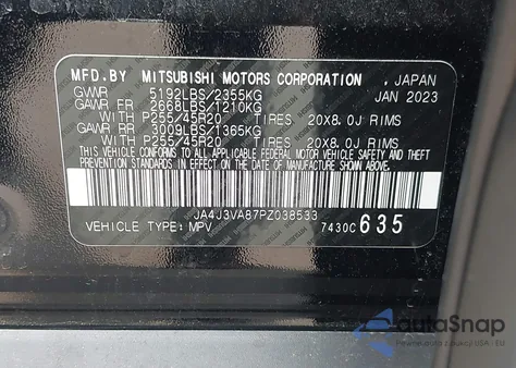 2023 Mitsubishi Outlander Sel 2.5 2Wd из США, поврежденный, VIN JA4J3VA87PZ038533